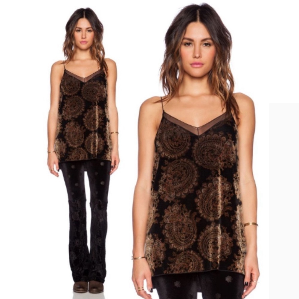Free People Sz M - velvet paisley tank top